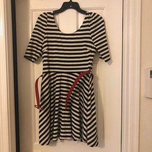 Striped, knit, skater style dress NWOT large